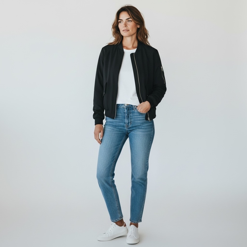 Zara - Black Bomber Jacket - XS